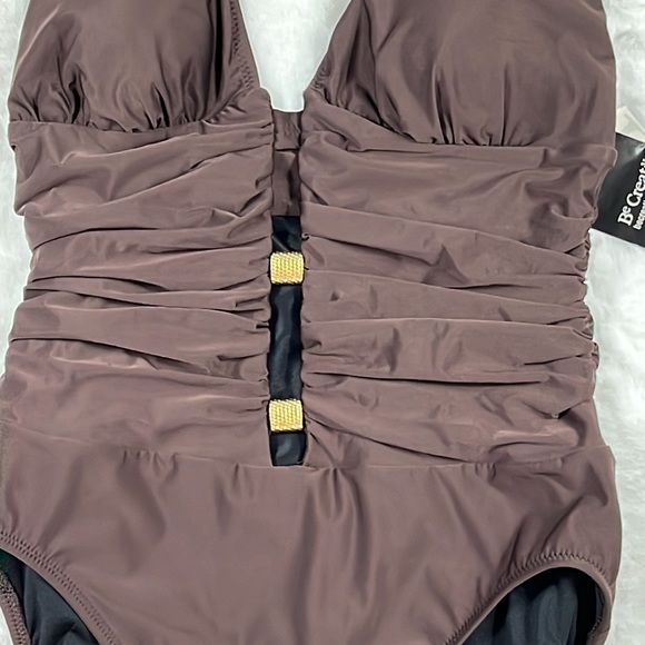 Be Creative Swimsuit Halter Style One piece Size 10 NWT Brown - Picture 2 of 10